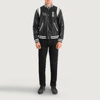 Liberte Illinois Black Leather Varsity Jacket