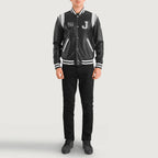 Liberte New Jersey Black Leather Varsity Jacket