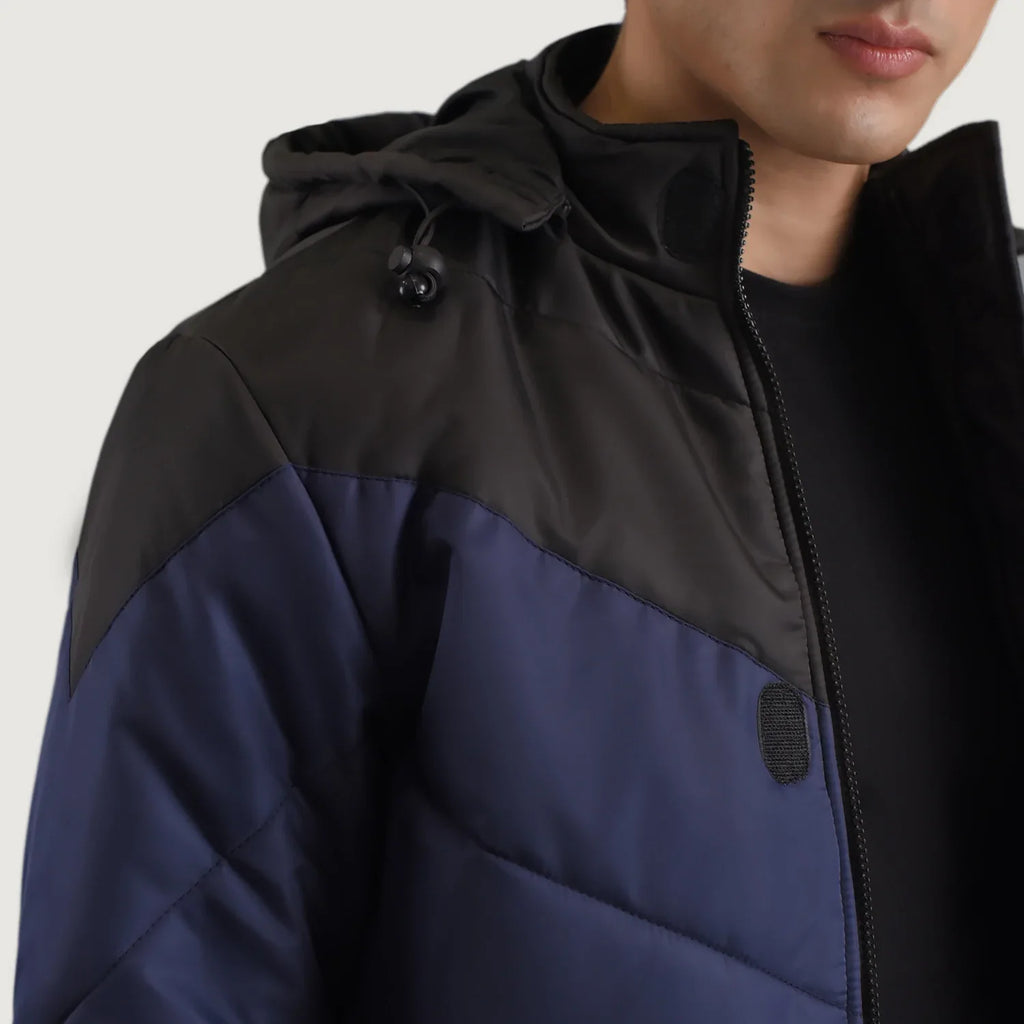 Luka Black & Blue Hooded Puffer Jacket