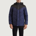 Luka Black & Blue Hooded Puffer Jacket