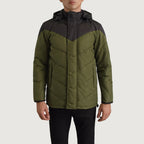 Luka Black & Green Hooded Puffer Jacket