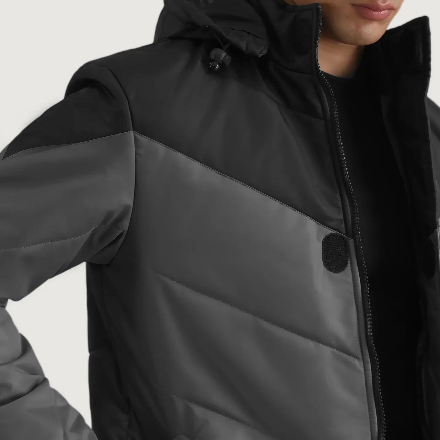 Luka Black & Grey Hooded Puffer Jacket