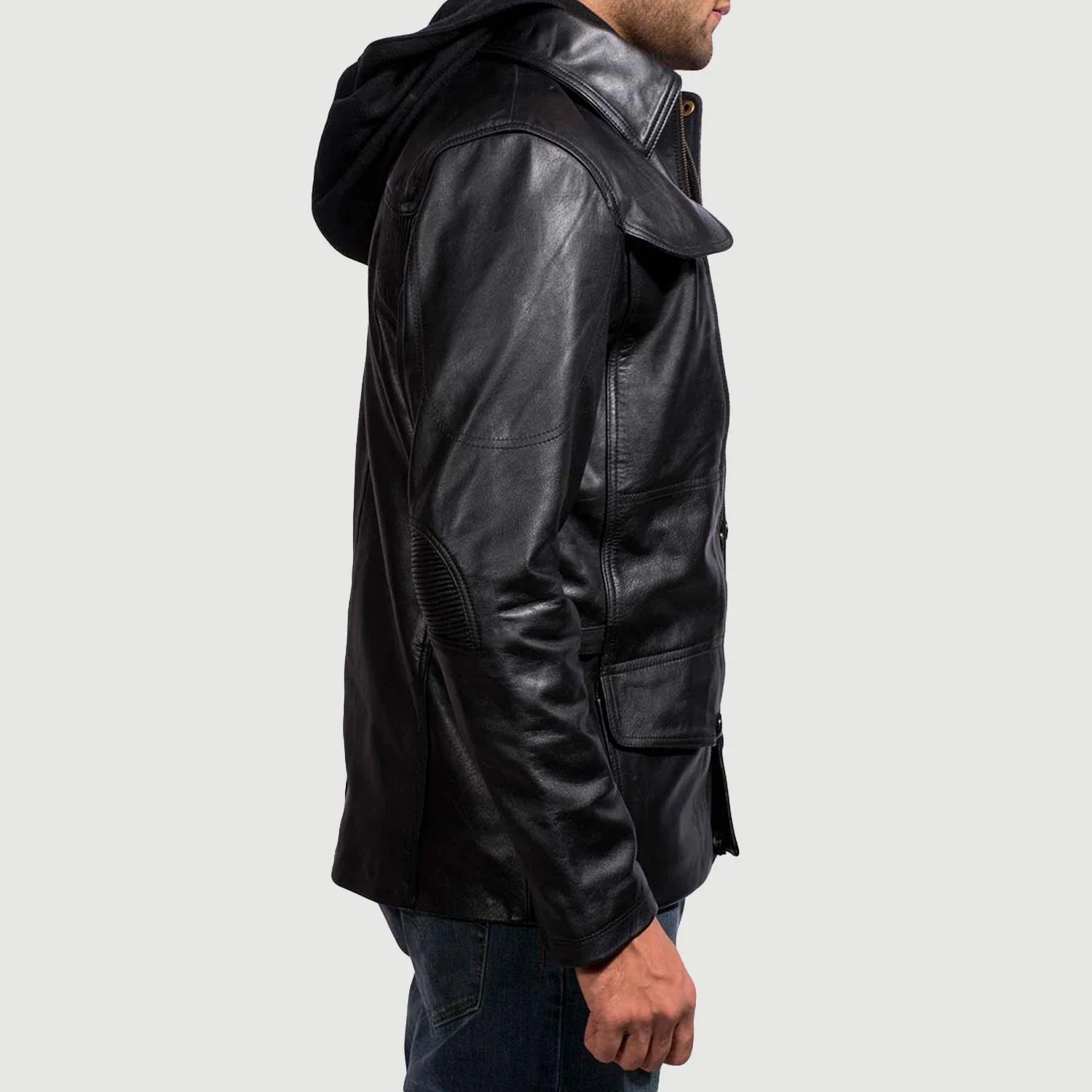 [FS] Moulder Hooded Black Leather Jacket