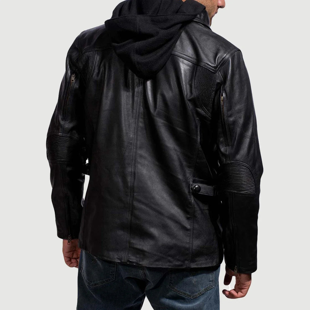 [FS] Moulder Hooded Black Leather Jacket