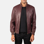 [FS] Shane Maroon Leather Bomber Jacket