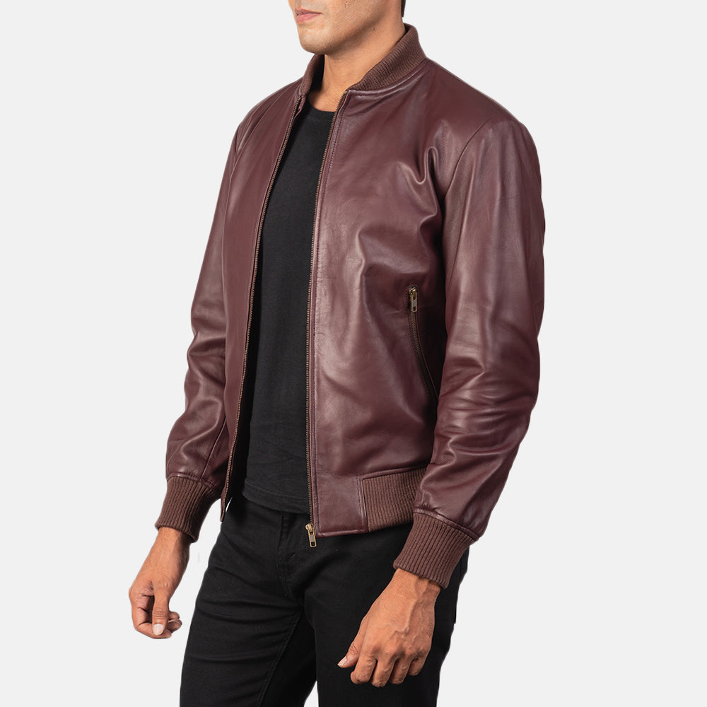 [FS] Shane Maroon Leather Bomber Jacket