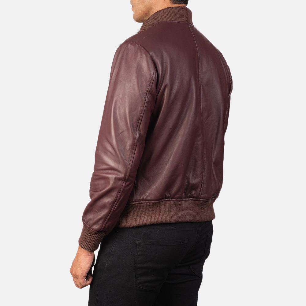 [FS] Shane Maroon Leather Bomber Jacket