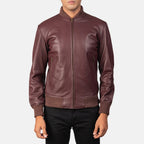 [FS] Shane Maroon Leather Bomber Jacket