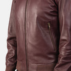 [FS] Shane Maroon Leather Bomber Jacket