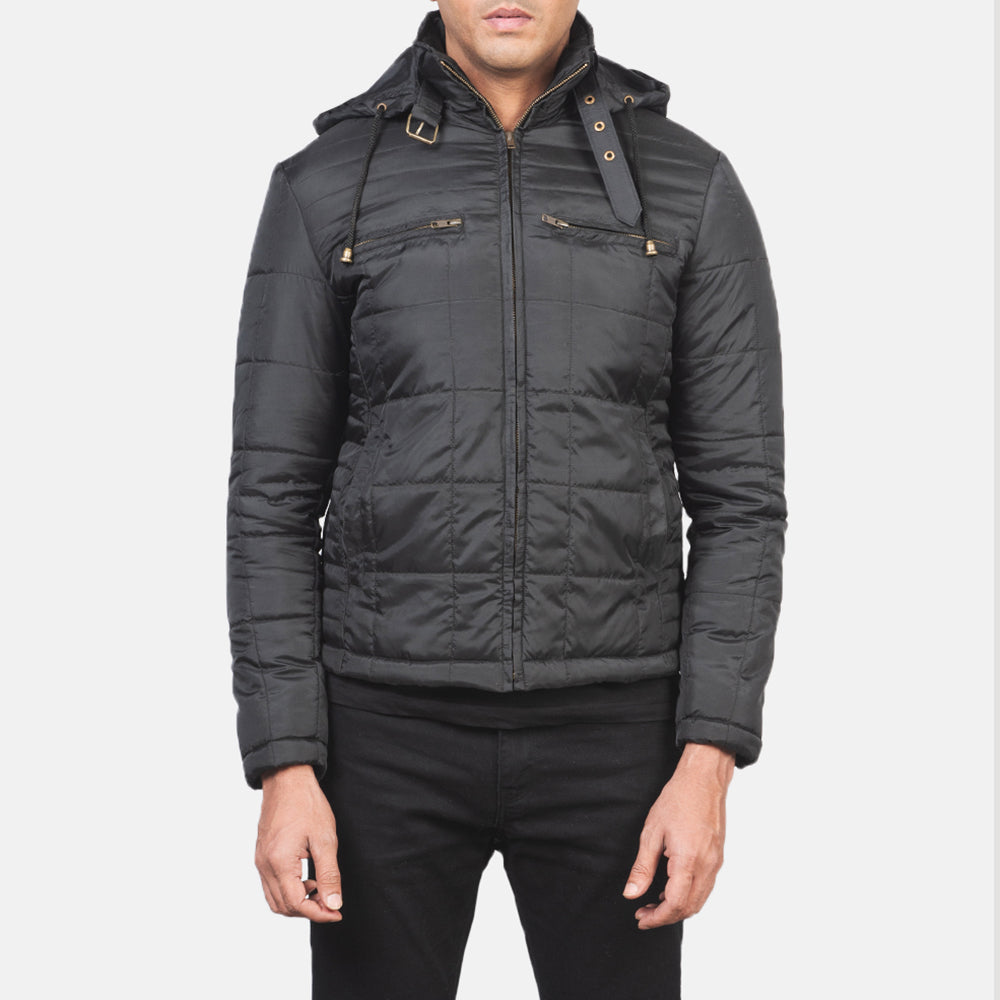 Alps Quilted Black Hooded Windbreaker Jacket