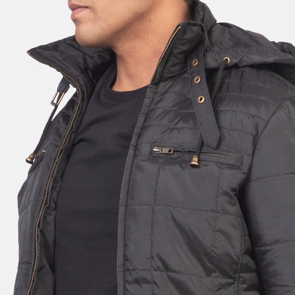 Alps Quilted Black Hooded Windbreaker Jacket