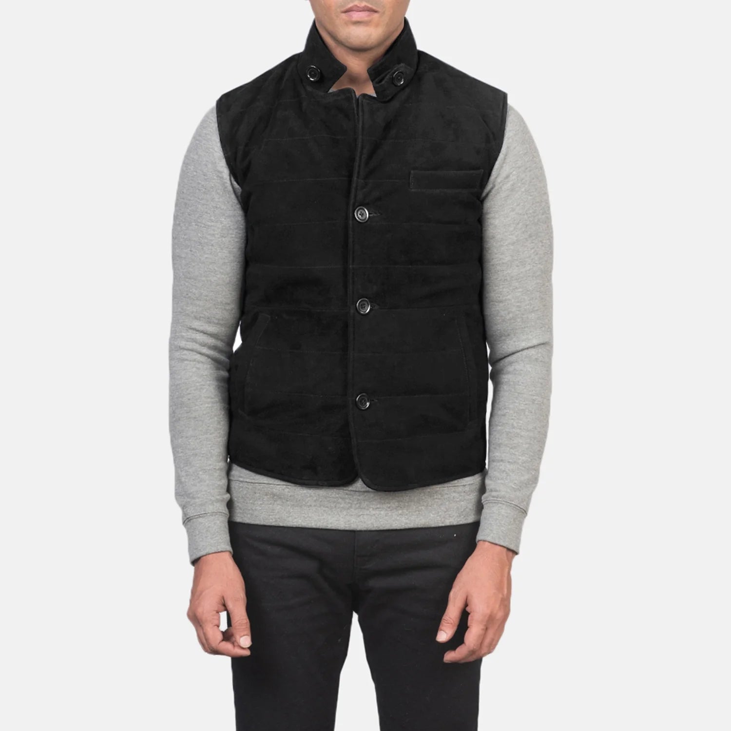 Tony Black Suede Vest