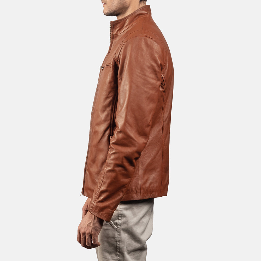 [FS] Ionic Brown Leather Biker Jacket