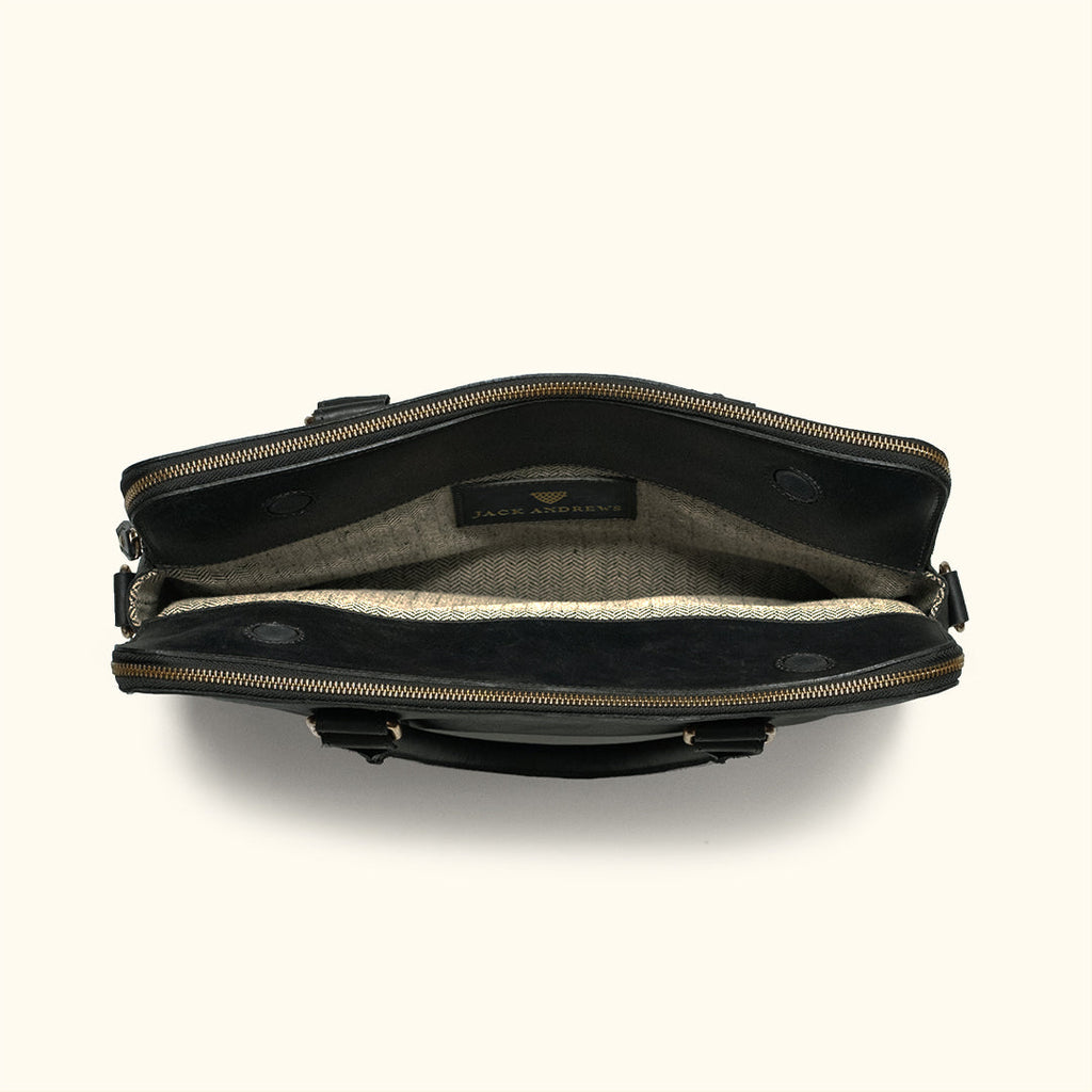 Limited Edition Jefferson Leather Attaché Briefcase | Black