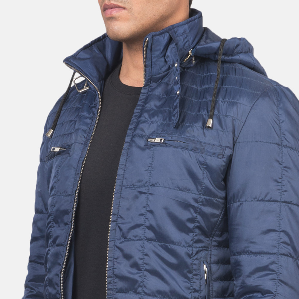 Alps Quilted Blue Hooded Windbreaker Jacket