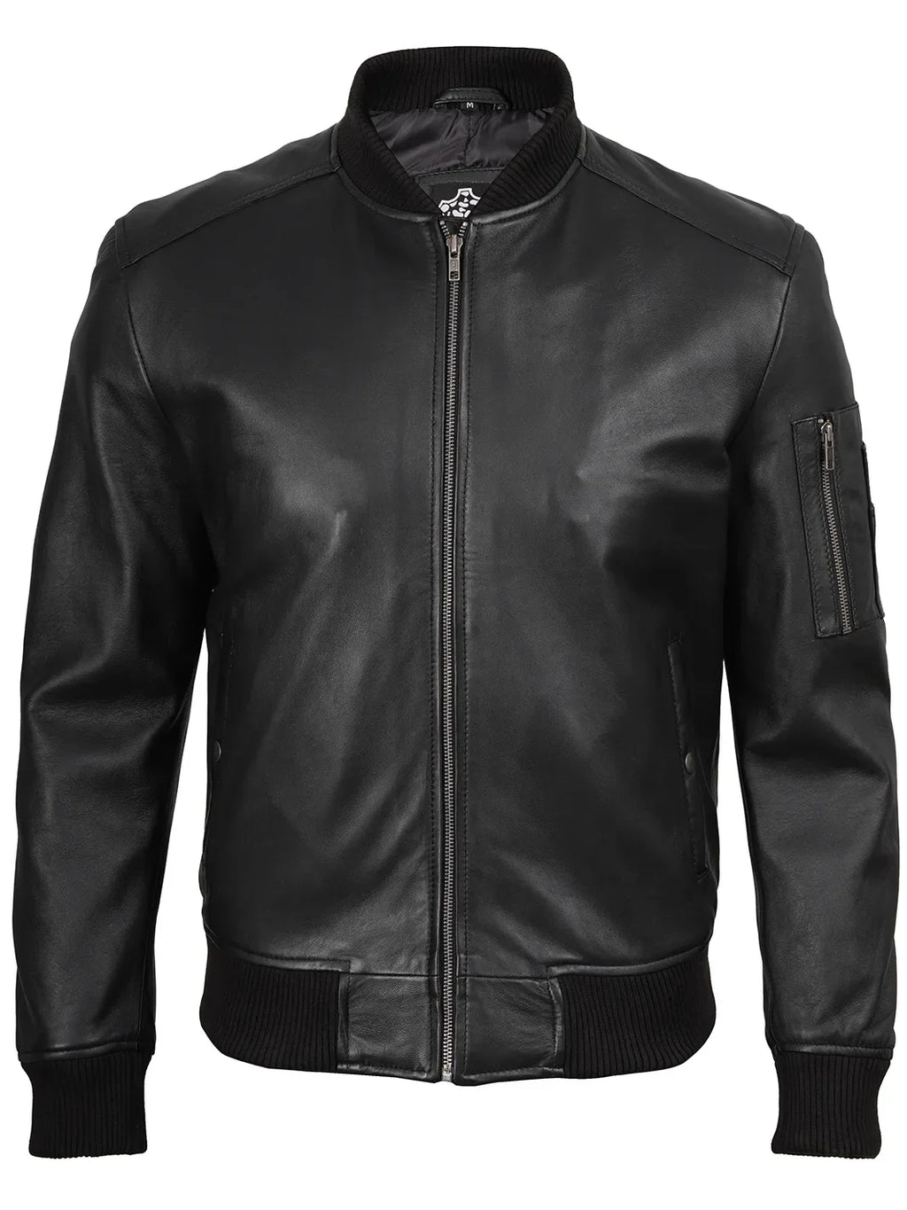 Bryan Mens Black Real Lambskin Bomber Leather Jacket