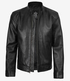Owen Men's Black Cafe Racer Style Real Leather Jacket