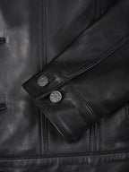 Fernando Mens Black Leather Trucker Jacket