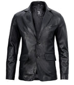 Mens Real Lambskin Black Leather Blazer