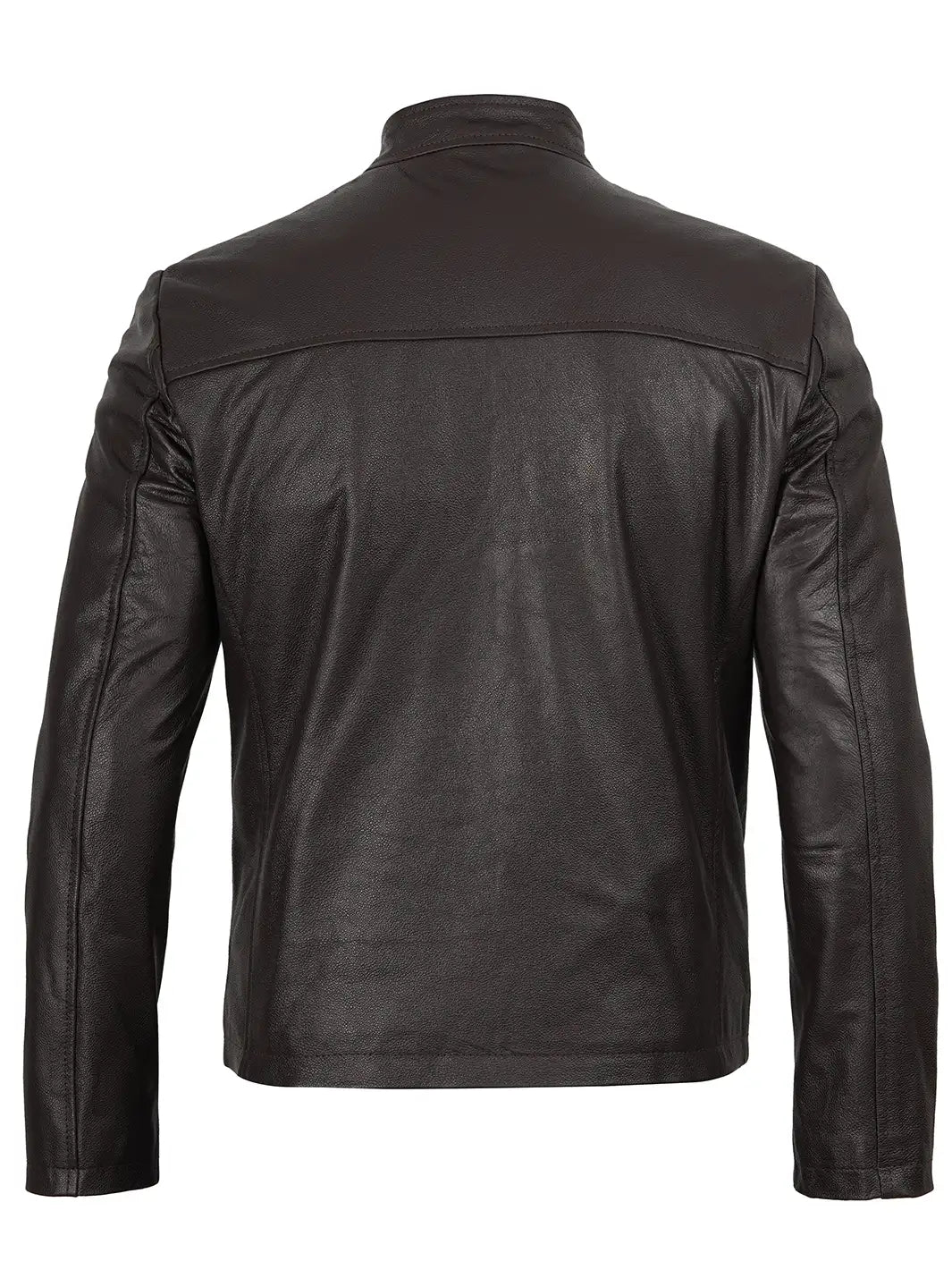 Mens Dark Brown Cowhide Cafe Racer Leather Jacket
