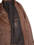 Men's Cognac Brown Real Leather Blazer
