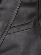 Mens Dark Brown Rub Off Leather Blazer