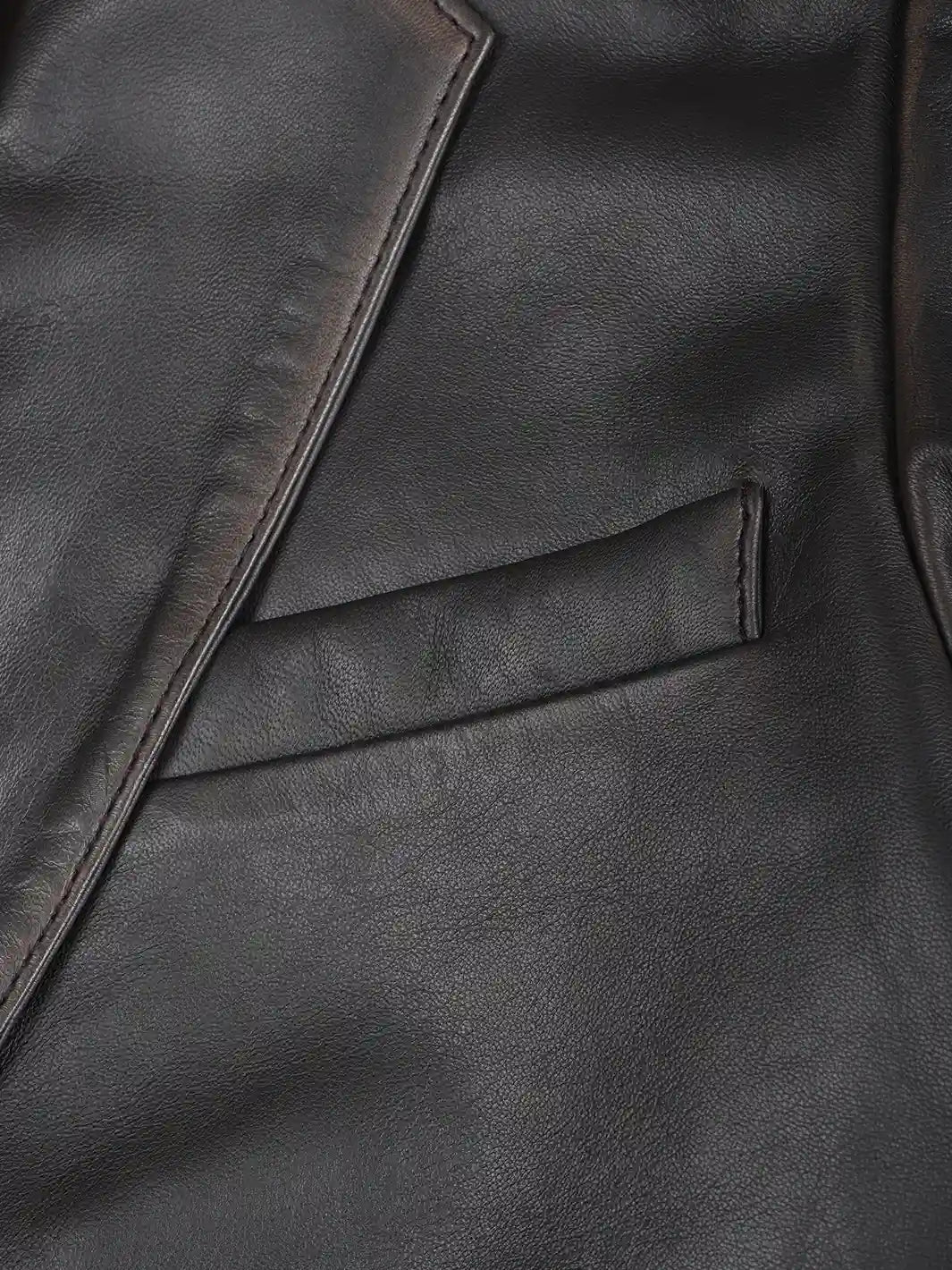 Mens Dark Brown Rub Off Leather Blazer