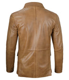 Mens Two Button Camel Brown Leather Blazer