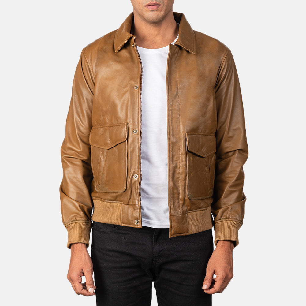 [FS] Coffmen Olive Brown A2 Leather Bomber Jacket