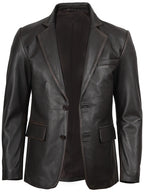 Mens Dark Brown Rub Off Leather Blazer