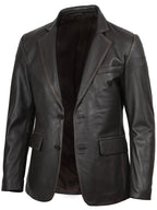 Mens Dark Brown Rub Off Leather Blazer