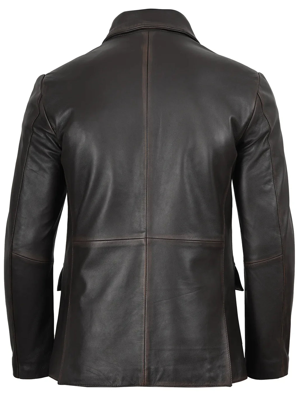 Mens Dark Brown Rub Off Leather Blazer