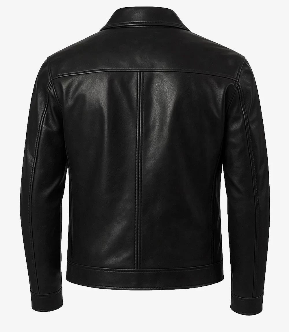 Mark Men's Harrington Black Lambskin Leather Jacket