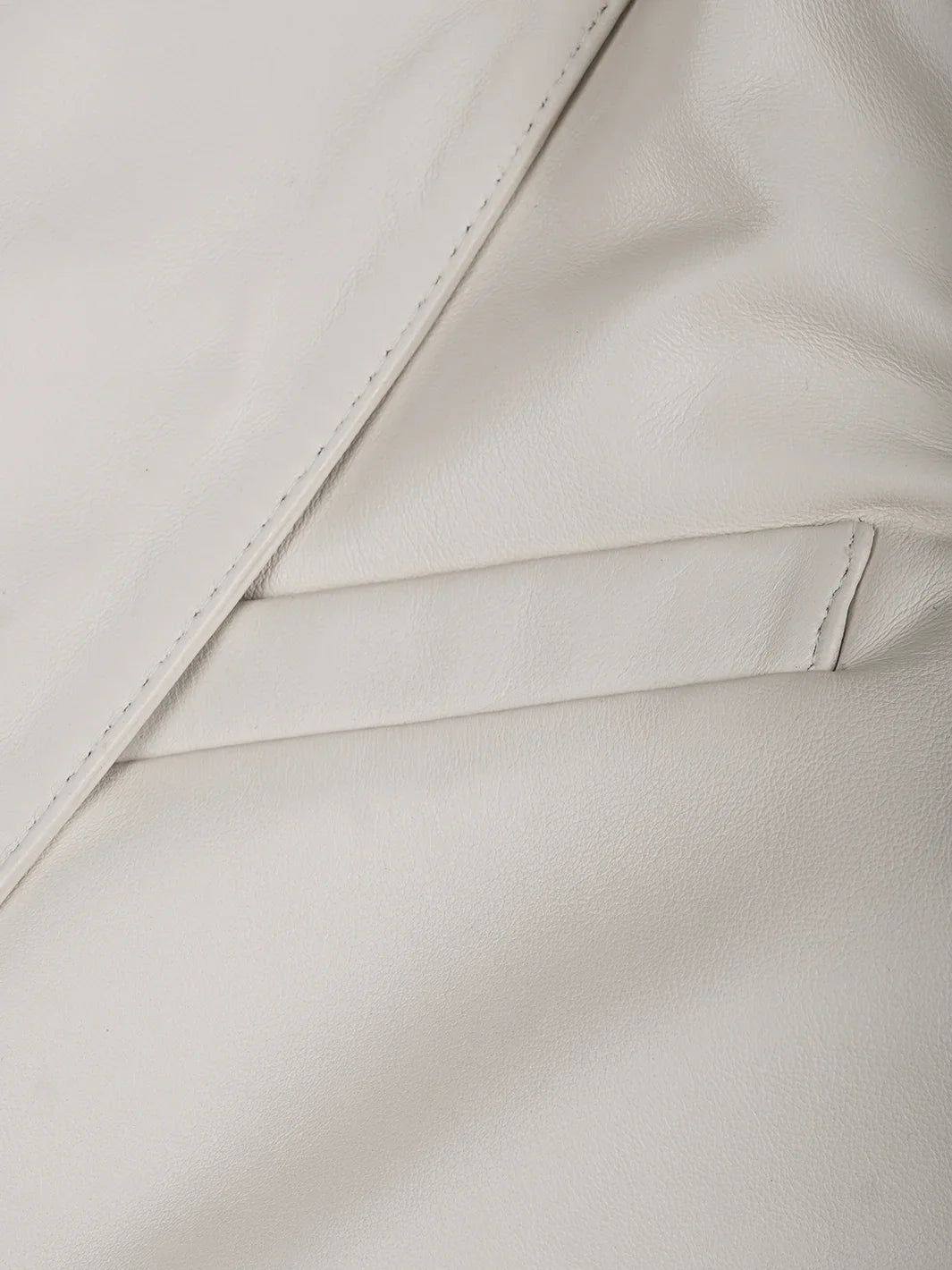 Mens Two Buttons Off White Leather Blazer