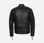 THE SCARLET Vintage Waxed Leather Biker Jacket for Men's