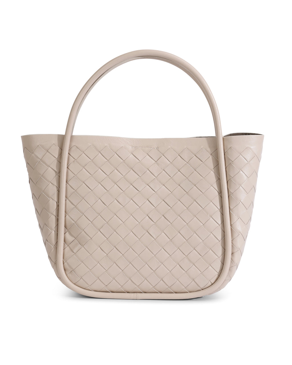 Portland Beige Woven Leather Top Handle Bag