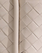Portland Beige Woven Leather Top Handle Bag