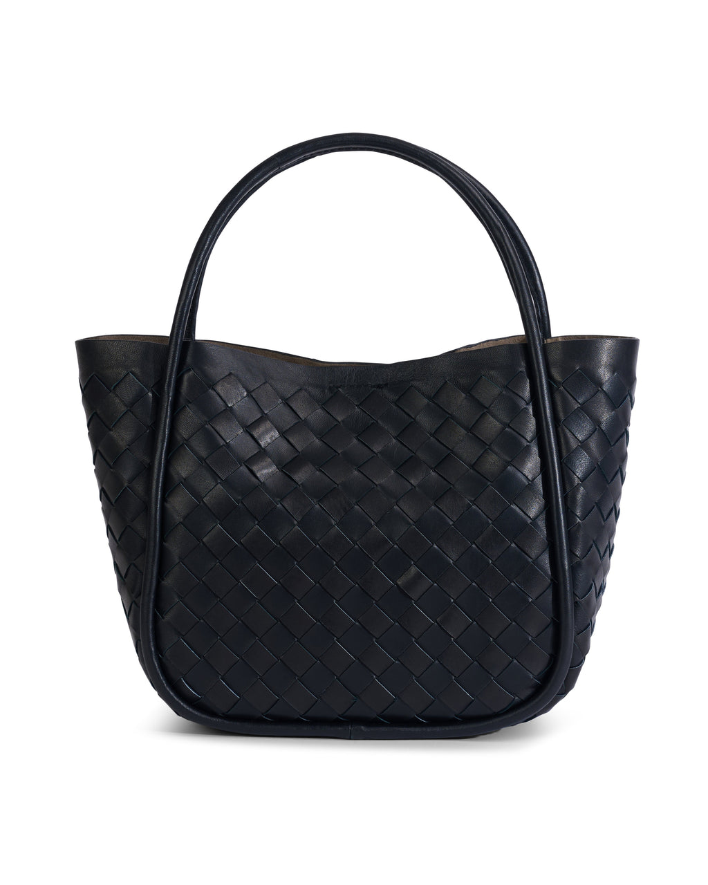 Portland Black Woven Leather Top Handle Bag