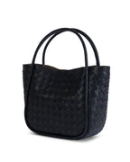 Portland Black Woven Leather Top Handle Bag