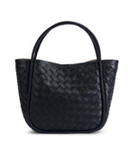 Portland Black Woven Leather Top Handle Bag