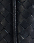 Portland Black Woven Leather Top Handle Bag