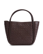 Portland Brown Woven Leather Top Handle Bag