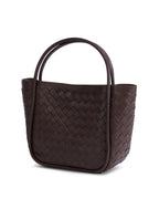 Portland Brown Woven Leather Top Handle Bag