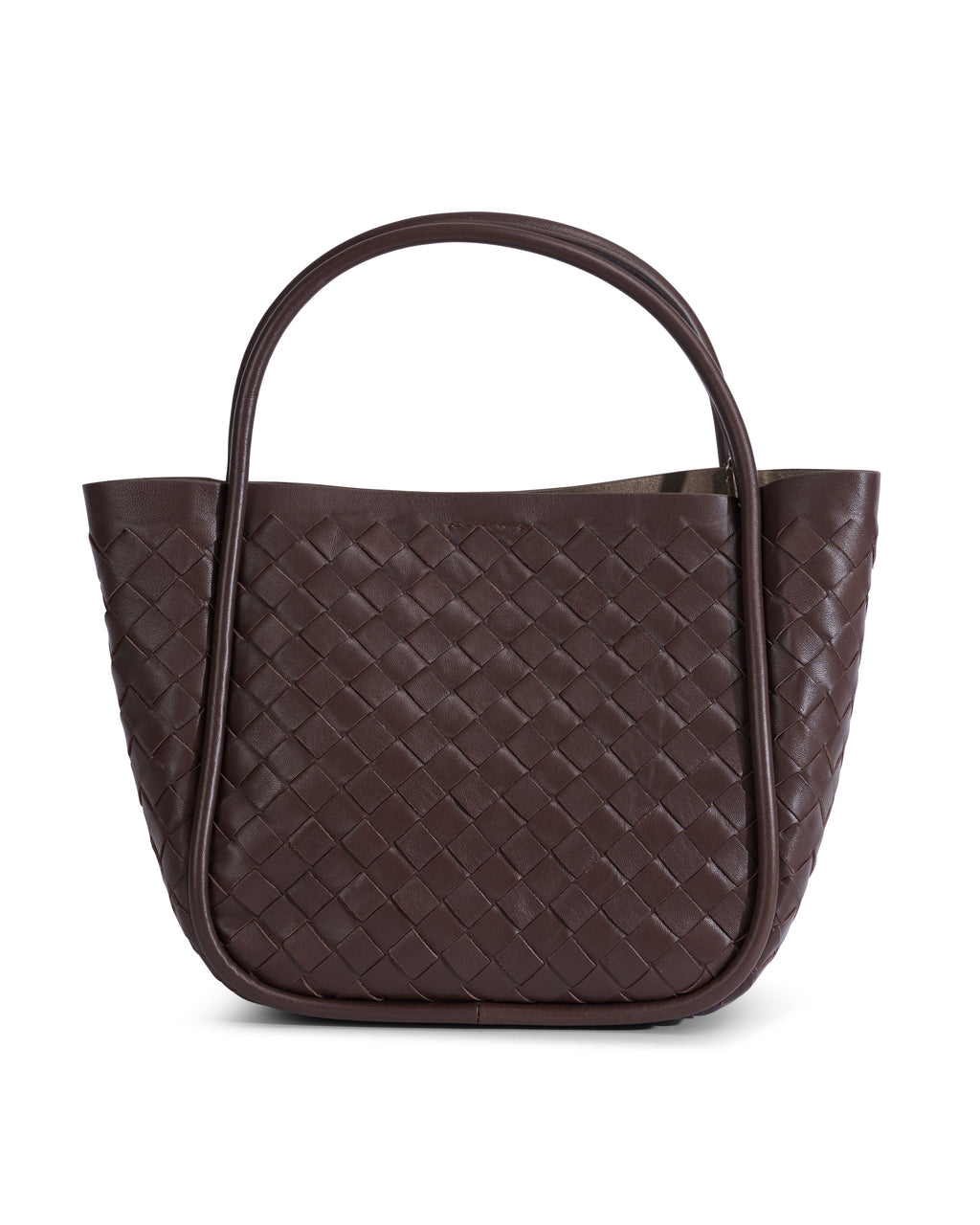 Portland Brown Woven Leather Top Handle Bag