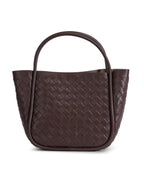 Portland Brown Woven Leather Top Handle Bag