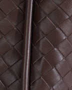 Portland Brown Woven Leather Top Handle Bag