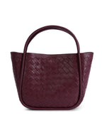 Portland Burgundy Woven Leather Top Handle Bag