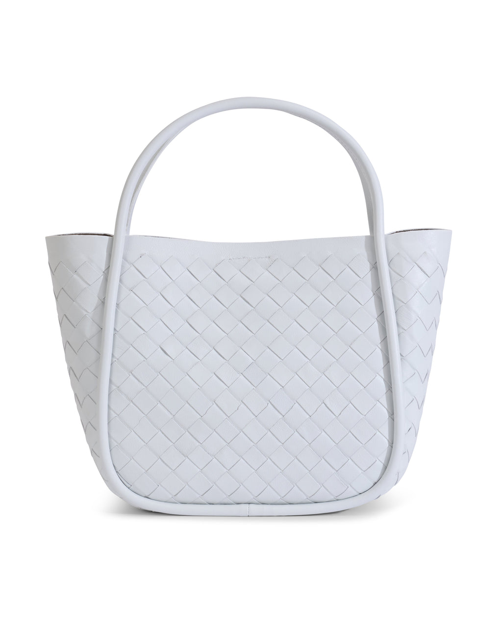 Portland White Woven Leather Top Handle Bag