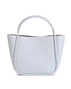 Portland White Woven Leather Top Handle Bag