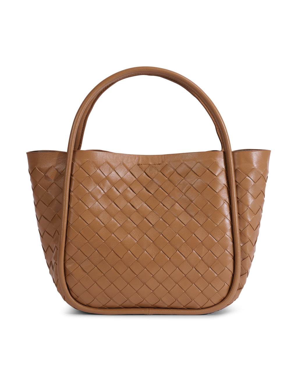 Portland Tan Woven Leather Top Handle Bag